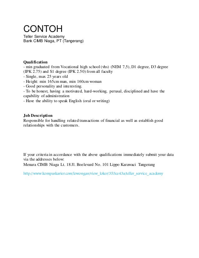 Contoh Application Letter, Curriculum Vitae Bahasa Inggris (Lamaran K ...